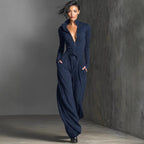 Women's Elegant Knit Sparkling Zipper Front Jumpsuit