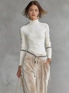 Women's Sports Half-high-neck Long-sleeved T-shirt Drawstring Wide-leg Pants Two-piece Set