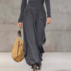 Women's Sports Cotton Blend Half-high Collar Zipper Loose Maxi Dress