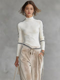 Women's Sports Half-high-neck Long-sleeved T-shirt Drawstring Wide-leg Pants Two-piece Set